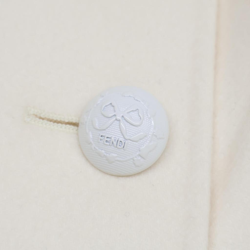 FENDI [Good condition/domestic regular] FF8522 W1D wool fox fur pocket coat 42 IvoryUsed