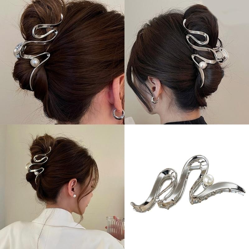 Pinces à Cheveux pour Femmes Vagues Pinces à Cheveux Métalliques à Pince pour Cheveux Fins Épais Accessoires pour Cheveux Antidérapants Pinces à Mâchoire à Tenue Forte