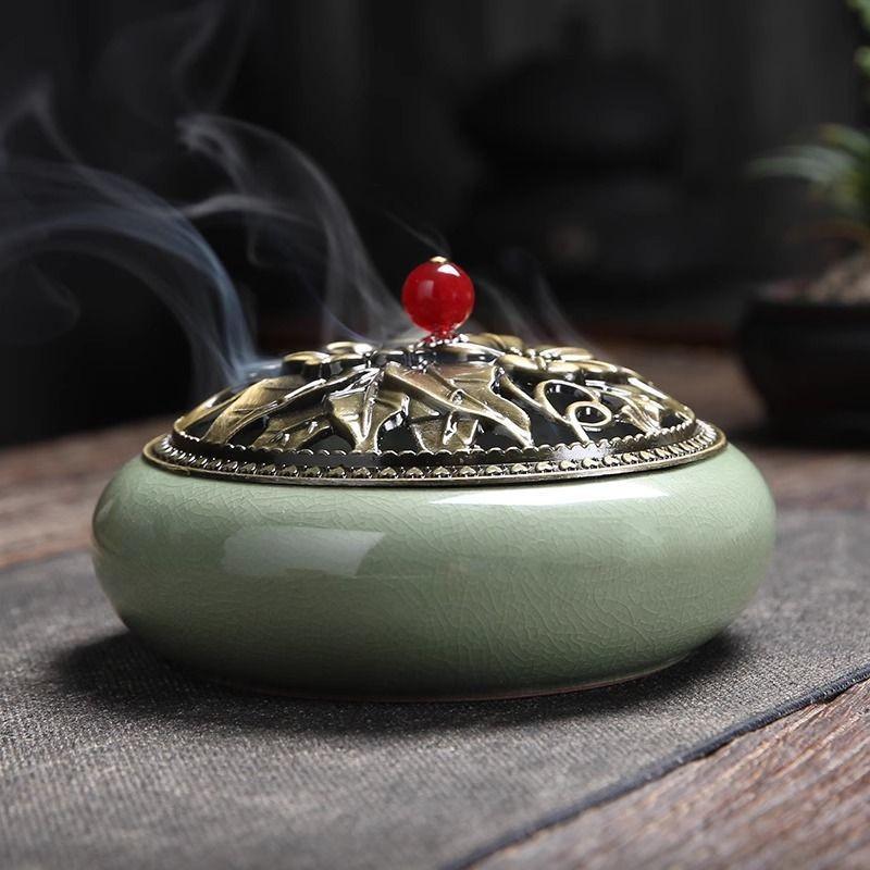 Large Ceramic Indoor Incense Burner: Fireproof Sandalwood & Stick Holder, Mosquito Repellent Ornament