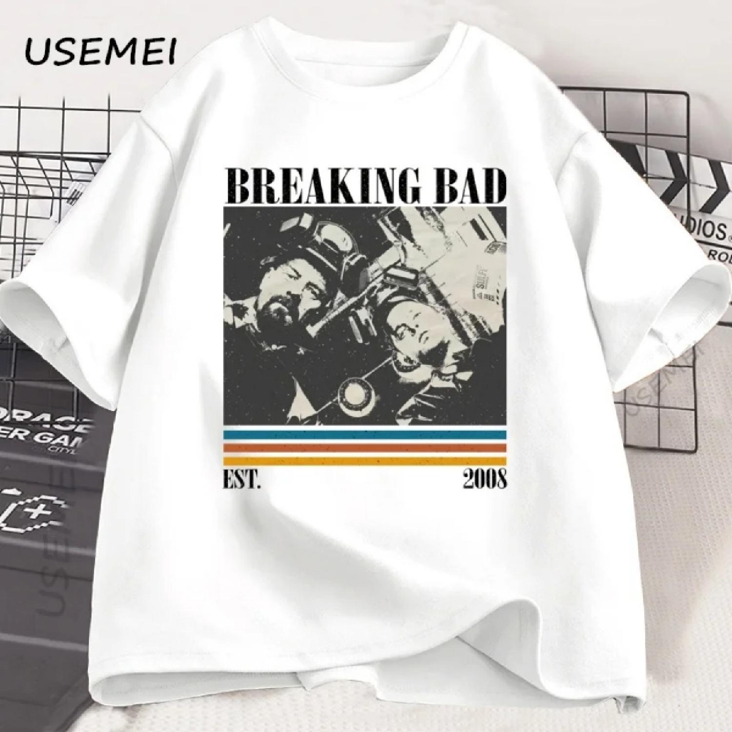 

Футболка Breaking Bad Повседневная с коротким рукавом Винтажная футболка Модная футболка Хлопок Свободная Оверсайз Футболки с коротким рукавом Одежда S белый