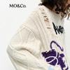 MO&Co. Embroidered Jacquard Lambswool Blend Sweater