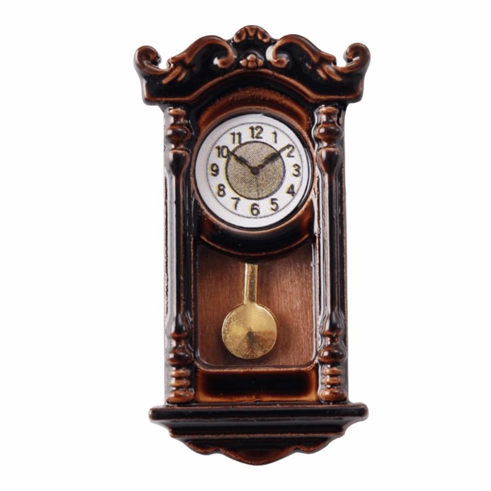 1/12th Scale Doll House Wall Clock Retro Classic Miniature Wall Clock Simulation Micro Scene Wall Clock Model Living Room Decor