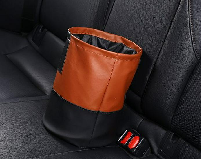 Foldable Leather Car Storage Box and Trash Can