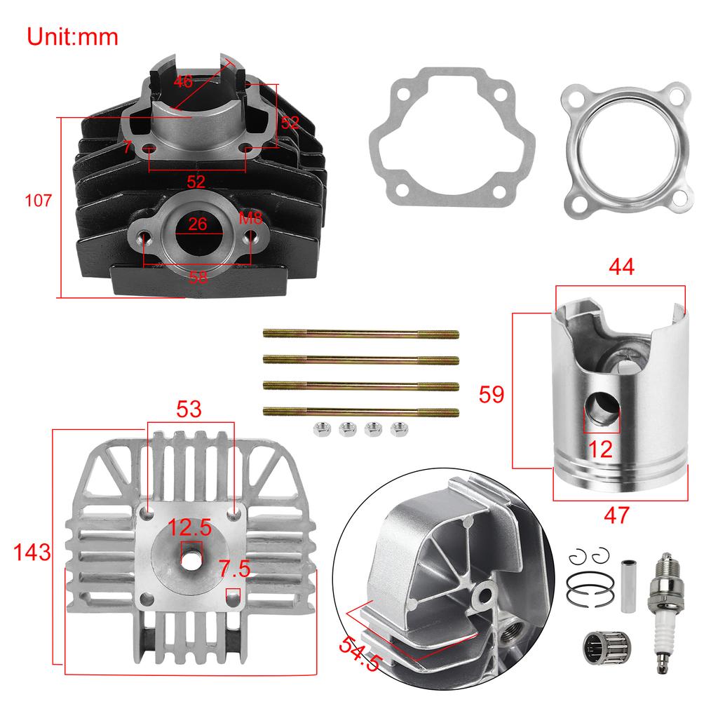 New Cylinder Gasket Piston Ring Kit Top End for Yamaha PW 80 PW80 Y-Zinger 1983-2006 Dirt Bike Engine Cylinder