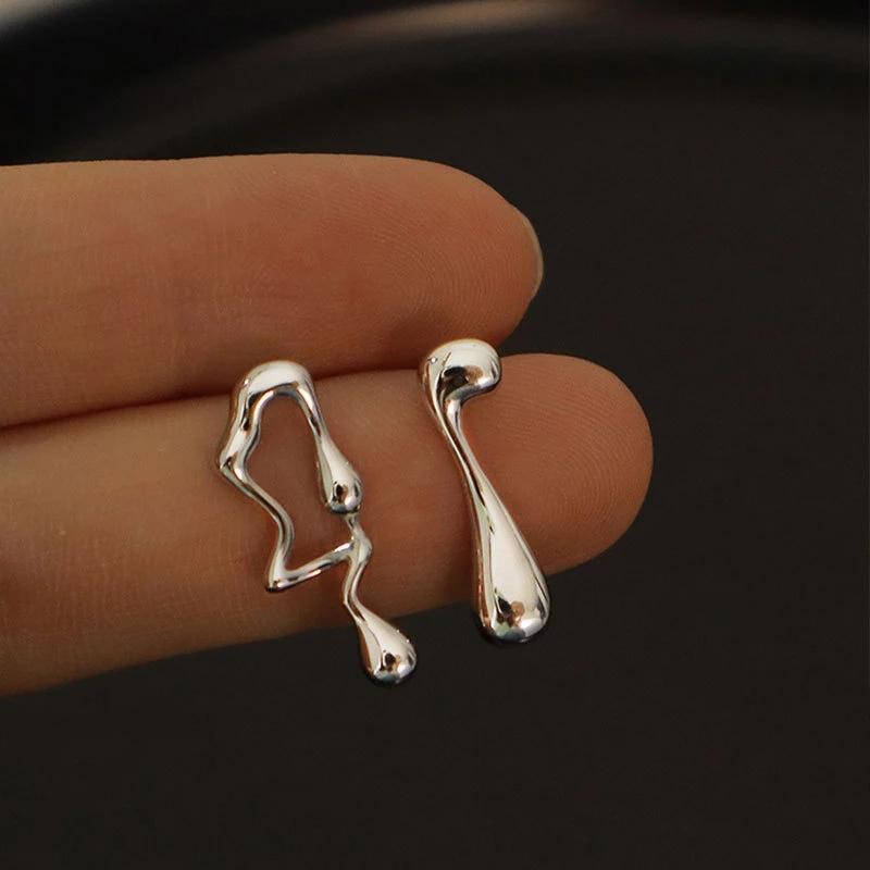 foxanry Prevent Allergy Stud Earrings New Fashion Hip Hop Vintage Simple Asymmetric Geometric Party Jewelry