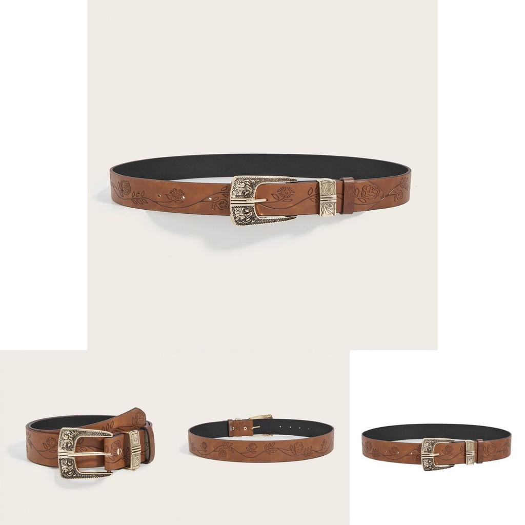 Fashion Flower Pattern Metal Buckle Decoration Women Casual Belt For Unisex Fashion