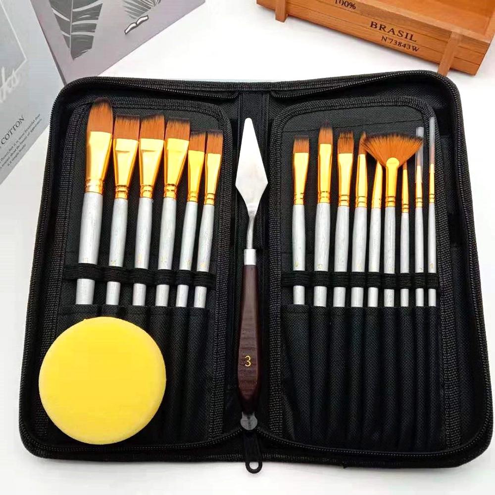 

Набор из 17 синтетических кистей для рисования с длинной ручкой, многофункциональный набор кистей для рисования, белый