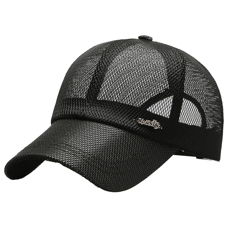 

[White Fang] Plain color mesh cap hat outdoor fishing golf men s ladies CA786 (black)