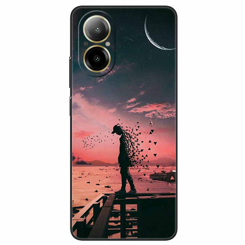For Realme C67 4G Case Animals Painted Black TPU Silicone Soft Bumpers for RealmeC67 4G C 67 RMX3890 Phone Covers Wolf Cool Bags