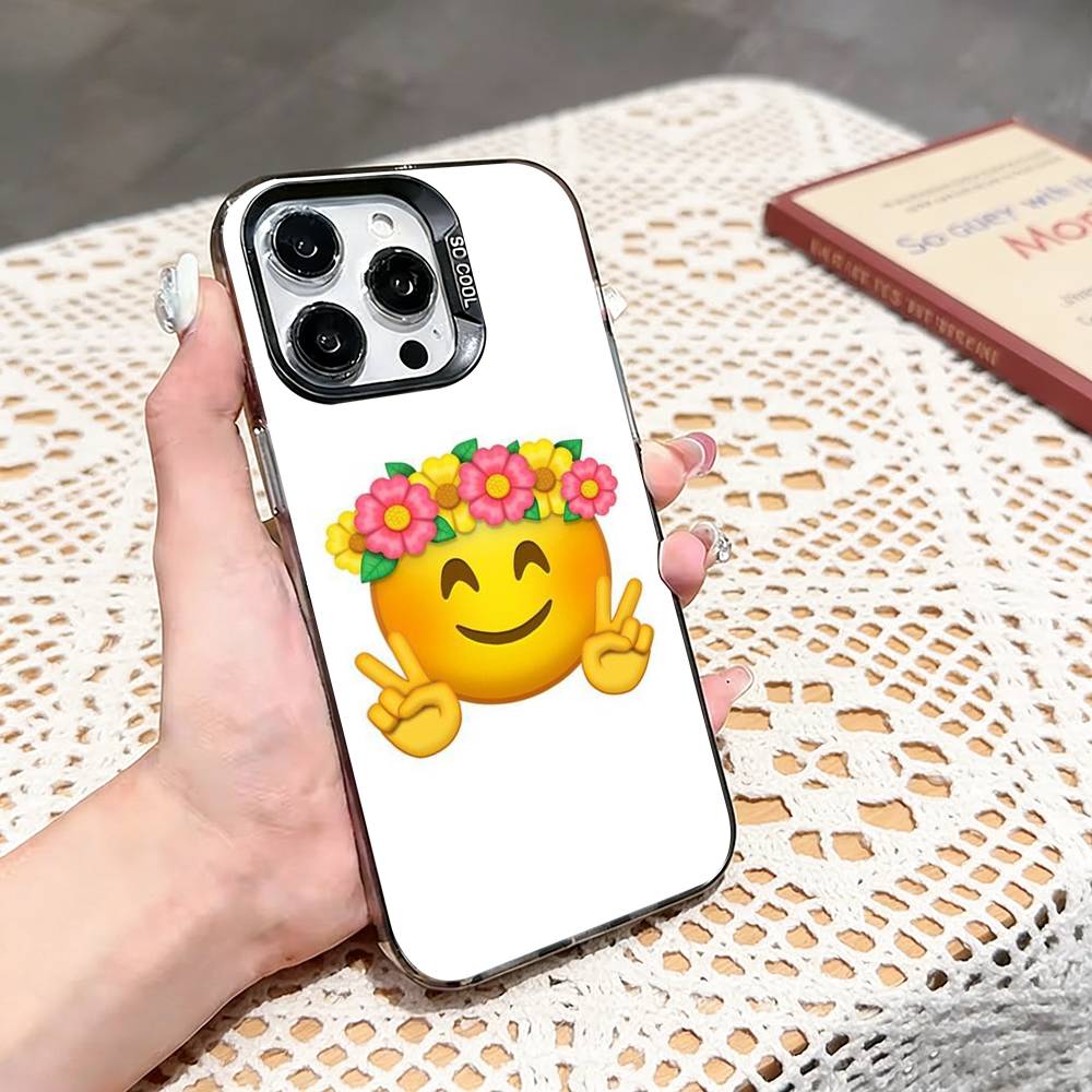 spring emojis Phone Case For iPhone 17,16,15,14,13,12,11 Plus,Pro Max,XS,Colored silver phone case iPhone11PROMAX