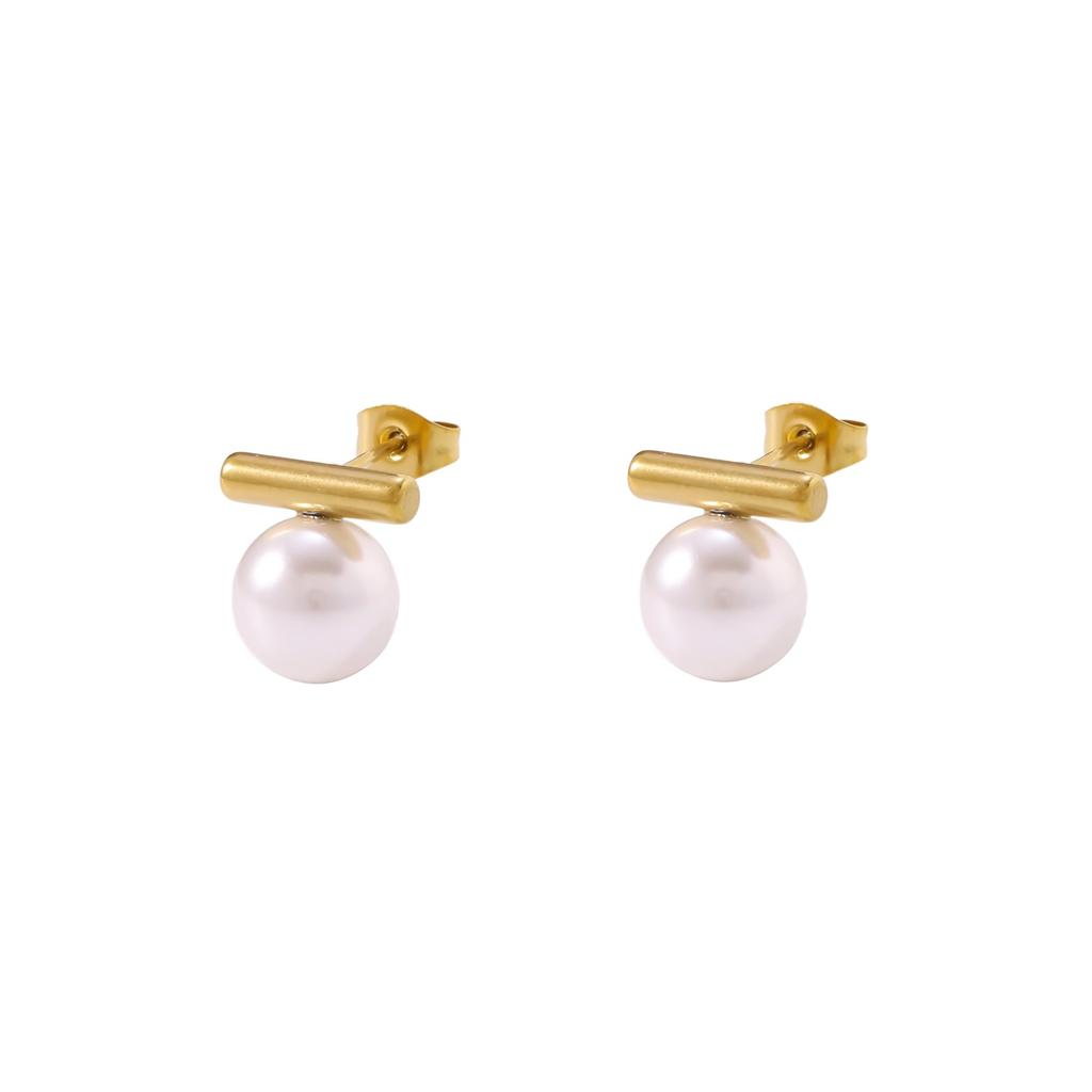Popular streamer pearl stud earrings women's daily versatile earrings trendy ear jewelry
