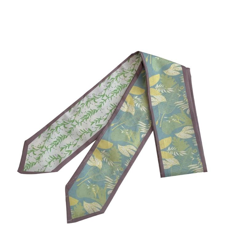 Silk scarf long strip high sense summer new oil painting style versatile floral scarf headscarf headband hair tie bag streamer