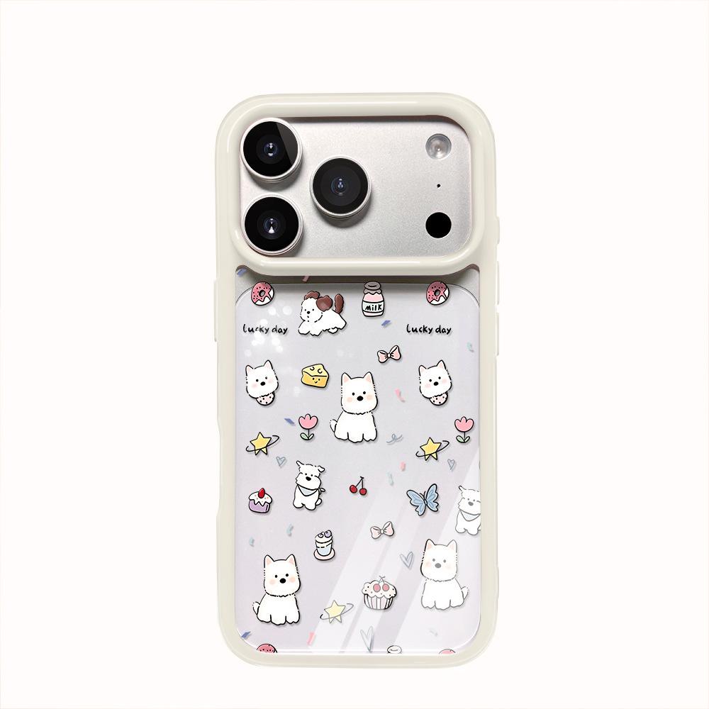 ins cute white dog is suitable for Apple 16/17Promax transparent mobile phone case all-inclusive iPhone15/14/13.
