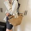 New Simple Fashion Large Capacity Straw Bag 2025 Spring One-shoulder Niche Design Women's Bag Casual Bucket Bag