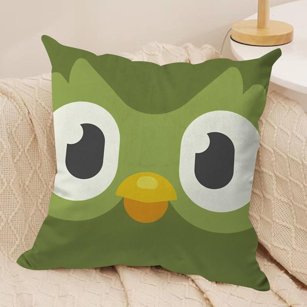 Cute DDuolingos Cushion Cover Silky Short Plush Sofa Pillow Cover Hidden Zipper Soft Dustproof Case for Home Decor