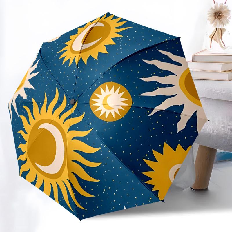 1pc Sun Moon Automatic Open/Close Umbrella with One Touch Button,, Windproof Design   Lightweight Portable Umbrella for Women & Men6145