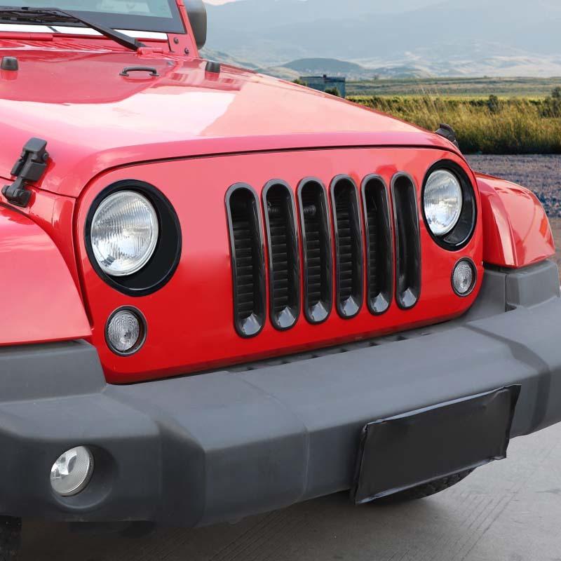 Car Headlight Lamp Circle Grille Front Turn Signal Light Circle Decoration Cover Stickers For Jeep Wrangler JK 2007-2017 Exterior Accessories