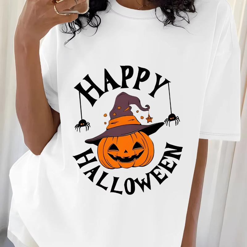 Happy Halloween Pumpkin Print Tshirt Graphic Tshirt High Quality Mens and Womens Shortsleeved Tshirts Sportswear Tops
