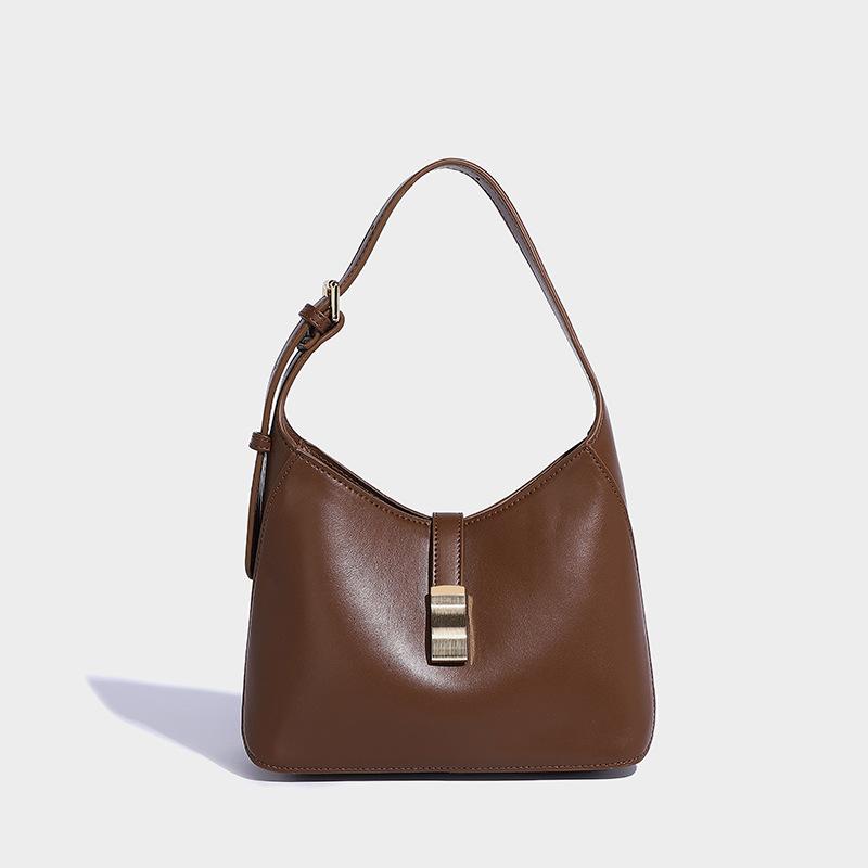 

Осень и зима новая простая модная легкая роскошная портативная 2024 трендовая нишевая модная универсальная сумка через плечо подмышку коричневый