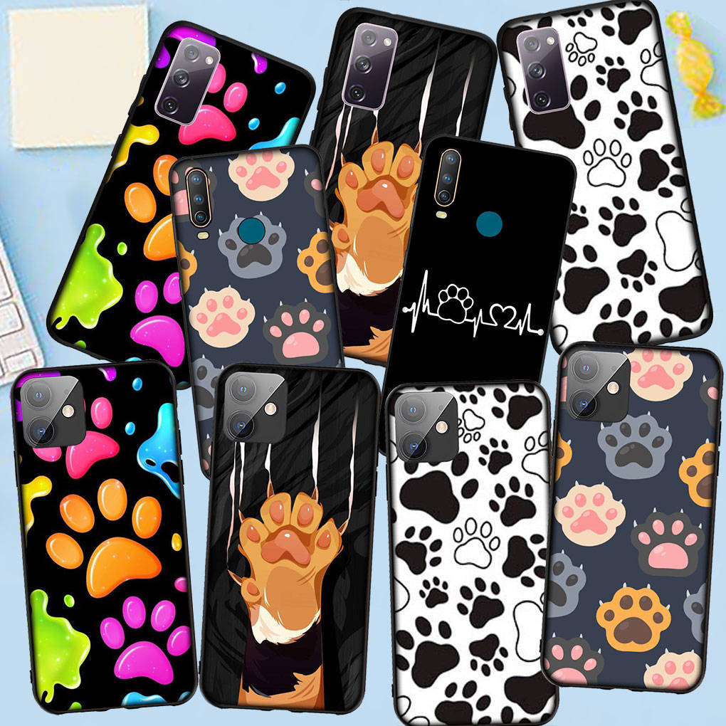 Phone Case for Samsung Galaxy S24 S23 iPhone 15 14 Xiaomi Redmi Note 13 12 11 8 10 9 Pro Max Plus X XR OPPO A15 Huawei Cute Dog Paw Cat Cover