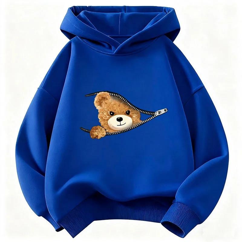Autumn/Winter Fun Children's Hooded Sweatshirt, Cute and Fashionable Bear Casual Pullover for Boys and Girls