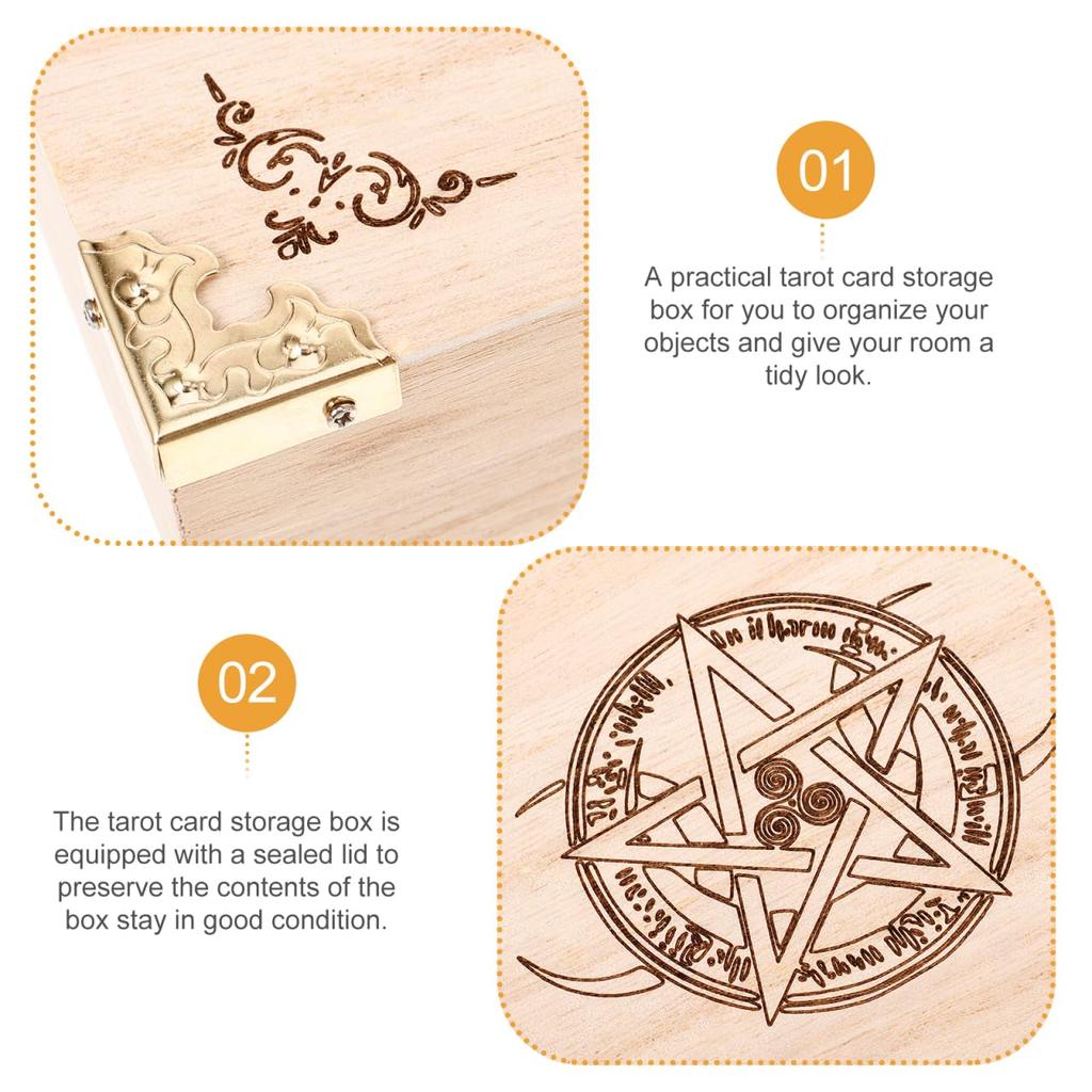 ERINGOGO Wooden Tarot Box with Large Pentagram and Card Stylish Accessory for Tarot Enthusiasts Capacity, Design, Storage,