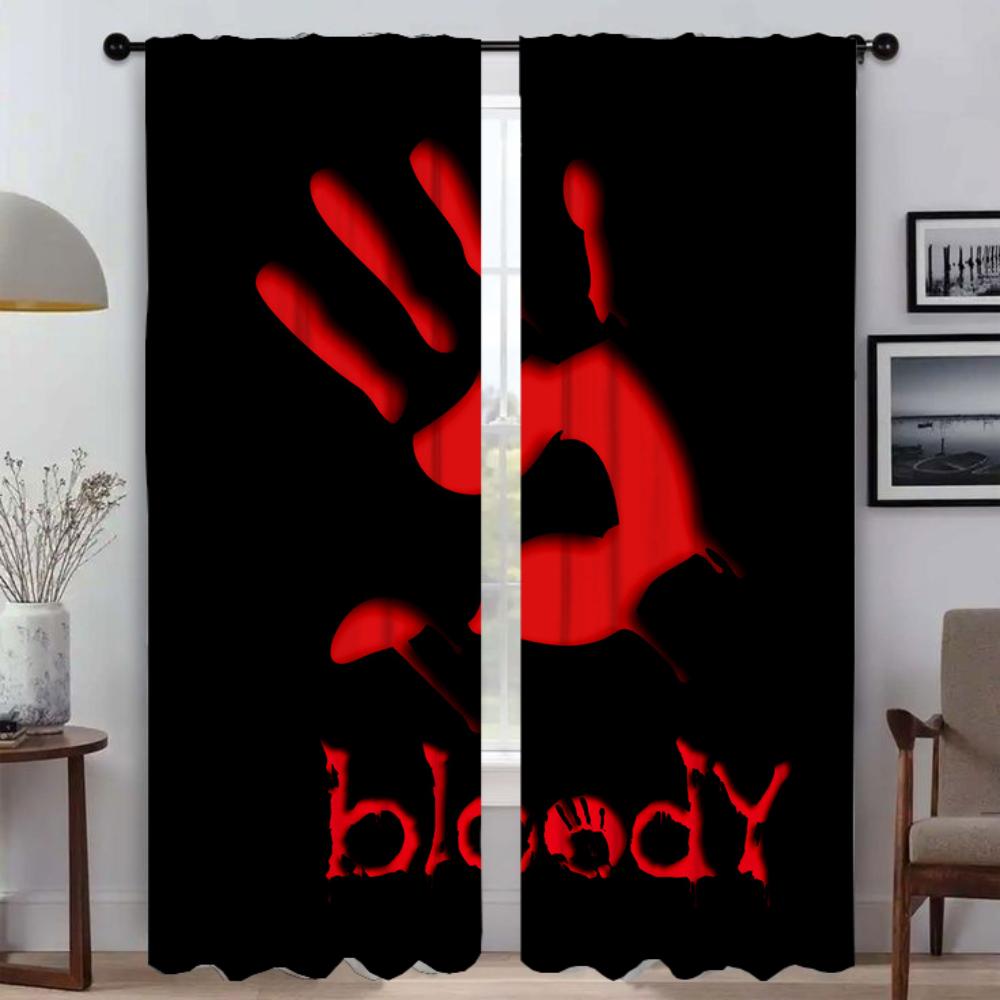 Blackout Curtain for Room 2 Panel Bloody Shades Anti-mosquito Curtains Tulle for Bedroom Partition Home Interior Curtains Living
