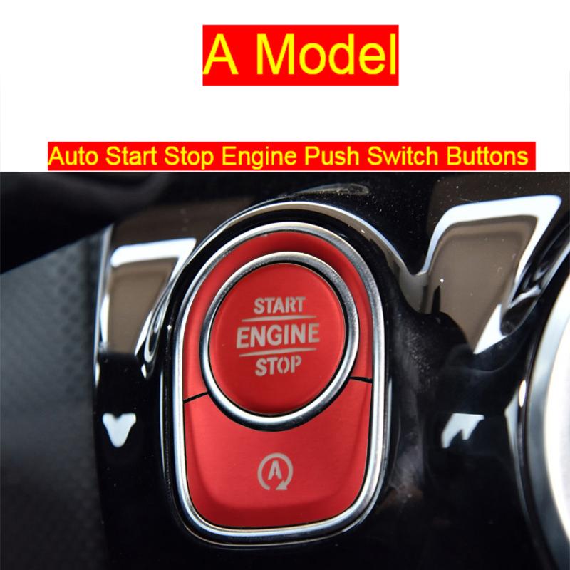 

Стайлинг автомобиля для Mercedes Benz A Class W177 GLE W167 GLB, интерьер, автоматический запуск, остановка двигателя, кнопки переключателя, наклейки на крышку A Model Red