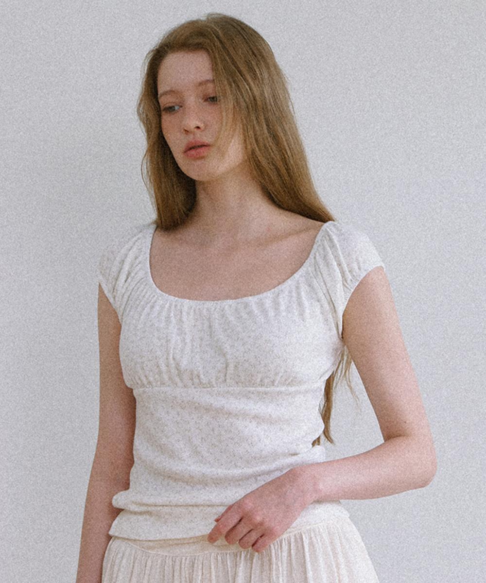 Бежевая футболка с открытыми плечами Laminez Flower Beige/Free