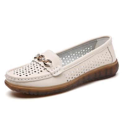 Women's Summer Flat New Breathable Soft Leather Flat Casual Walking Light Non-slip Sandals Walking Loafers for Women