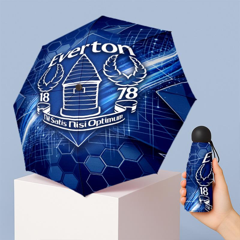 Everton Football Pattern Printed Mini 5 Folds 8 Ribs Compact Umbrella Windproof Waterproof Lightweight Portable Folding