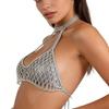 Eye Catching Mesh Body Chain With Glitters Rhinestones Backless Sleeveless Clubwear Suitable For Travel And Photo Props