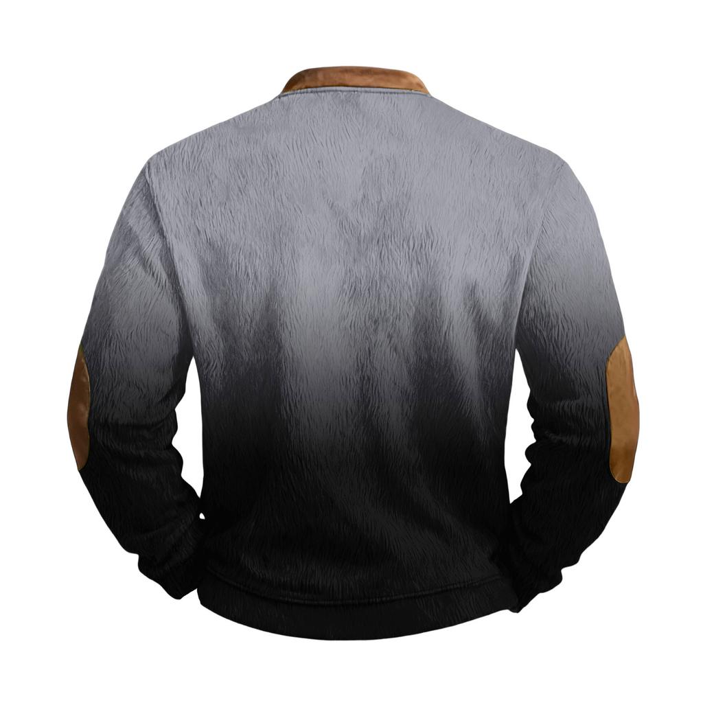 Sweat-shirt de sport décontracté pour homme à imprimé dégradé, rétro, à manches longues et demi-fermeture éclair