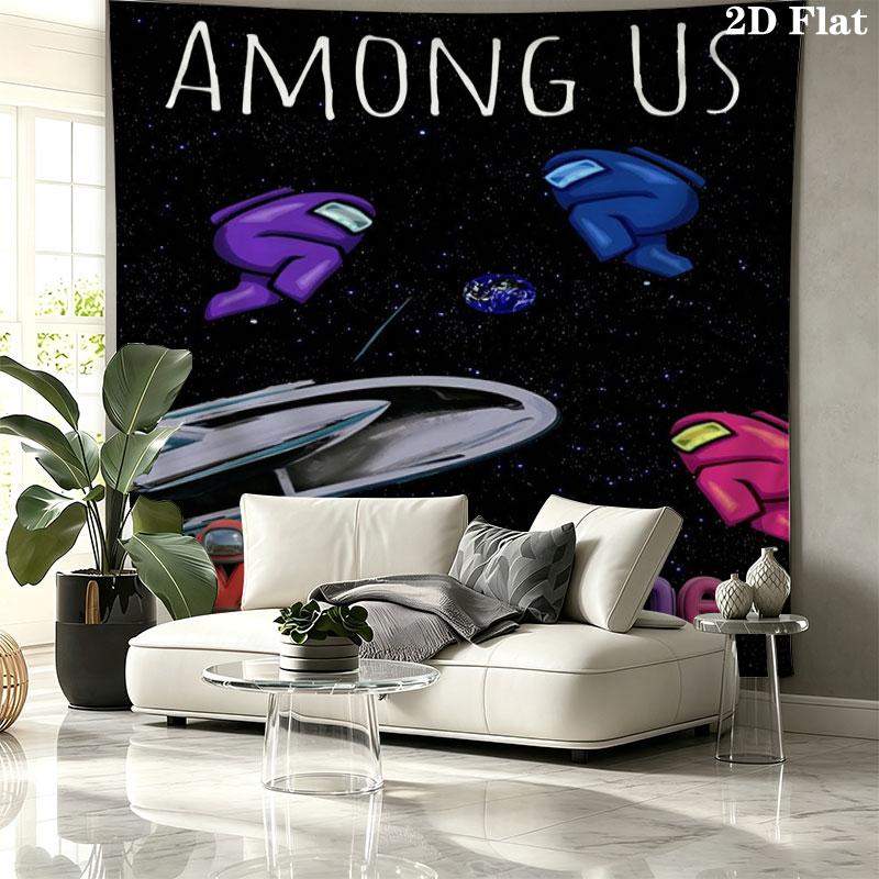 Among Us Custom Name Wall Tapestry Aesthetic Wall Hanging Printed Fabric Blanket Decorative Tapestries for Bedroom Living Room Home Decor