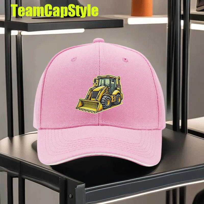 Backhoe Loader Construction Machinery Baseball Cap Polyester Adjustable Outdoor Unisex Adult Cap