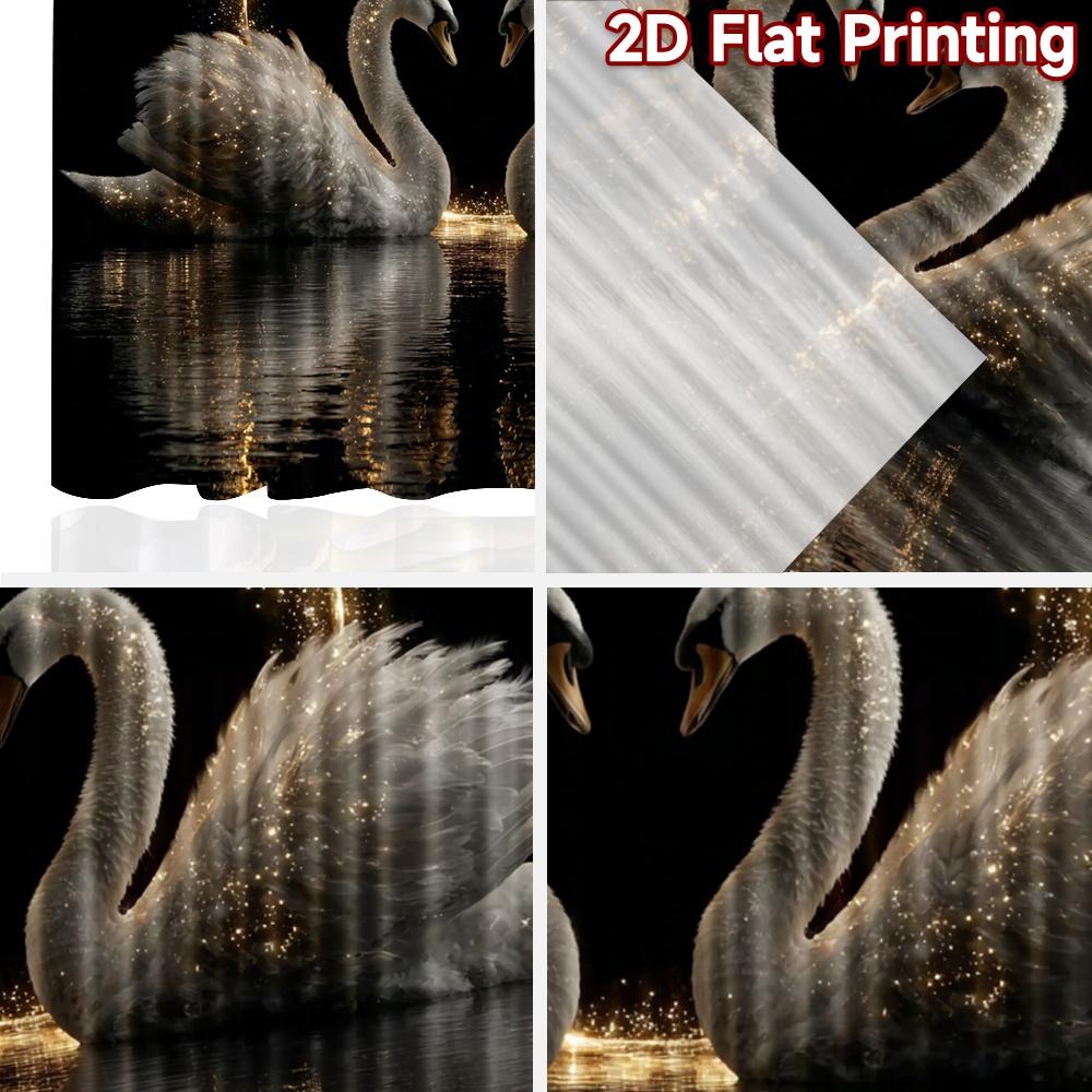 2D flat printing 2pcs Curtain Drapes Wedding Swan Romance Digital Printed Polyester Drapes Family Party Decoration Perfect for
