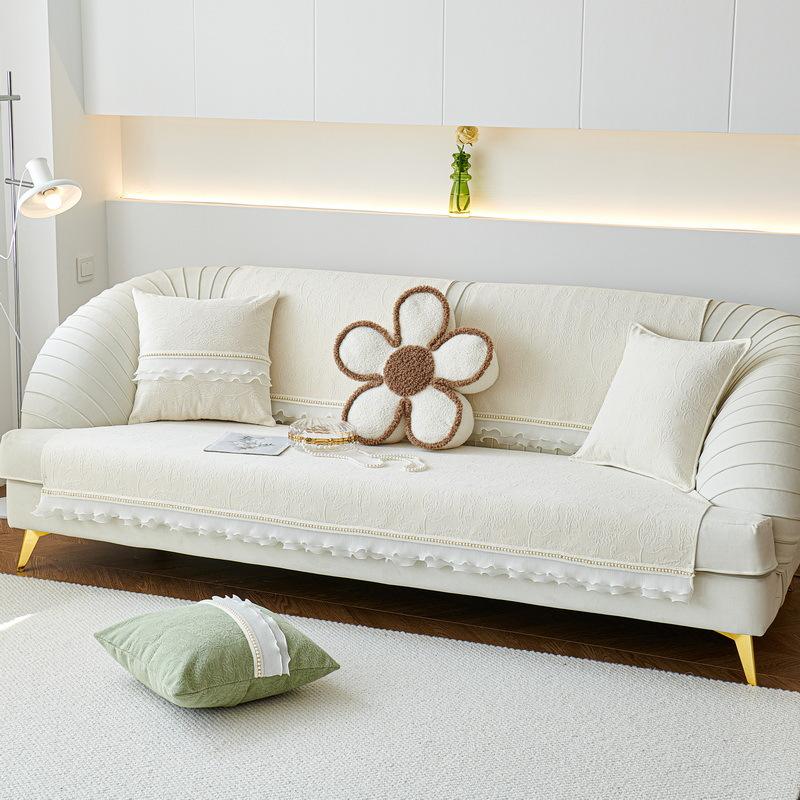 Chenille  Lace Light Luxury Sofa Cover Anti-cat Scratch Solid Color Non-slip Sofa Cushion Cover Four Seasons Universal Couch Mat