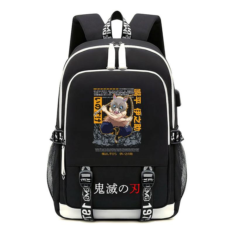 Animation Schoolbag Demon Slayer Cross-border Trend USB Large-capacity Student Spine Backpack