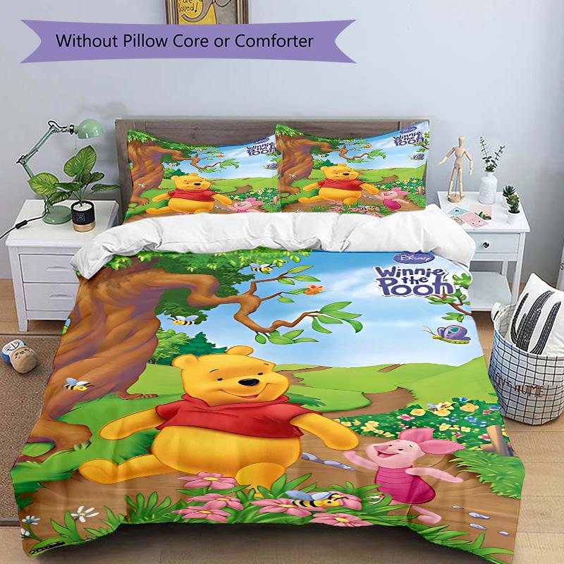 Winnie Pooh Piglet Adventure Print 3Pcs Bedding Setduvet Cover With 2 Bedropillowcase Home Birthday Gift