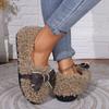 Cross-border versatile bow Doudou shoes fluffy bag heels home warm plush cute non-slip casual shoes