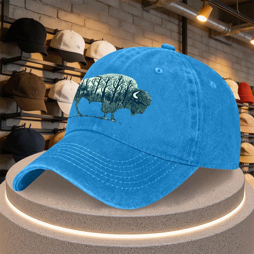 Baseballkappe mit Wildbüffel-Waldtextur, verstellbare Schirmmütze für Outdoor-Partys, Freizeitkleidung