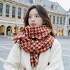 Women's Houndstooth Scarf: Warm Korean Style, Thick Imitation Wool, Fringe Knit for Autumn/Winter.