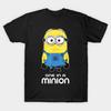Men Black Print T-shirt Despicable Me Minions Bob One In A Minion Graphic No-Cut Transfer Paper Print Cotton Tshirt