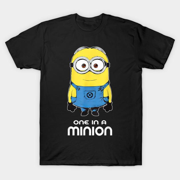

Men Black Print T-shirt Despicable Me Minions Bob One In A Minion Graphic No-Cut Transfer Paper Print Cotton Tshirt M