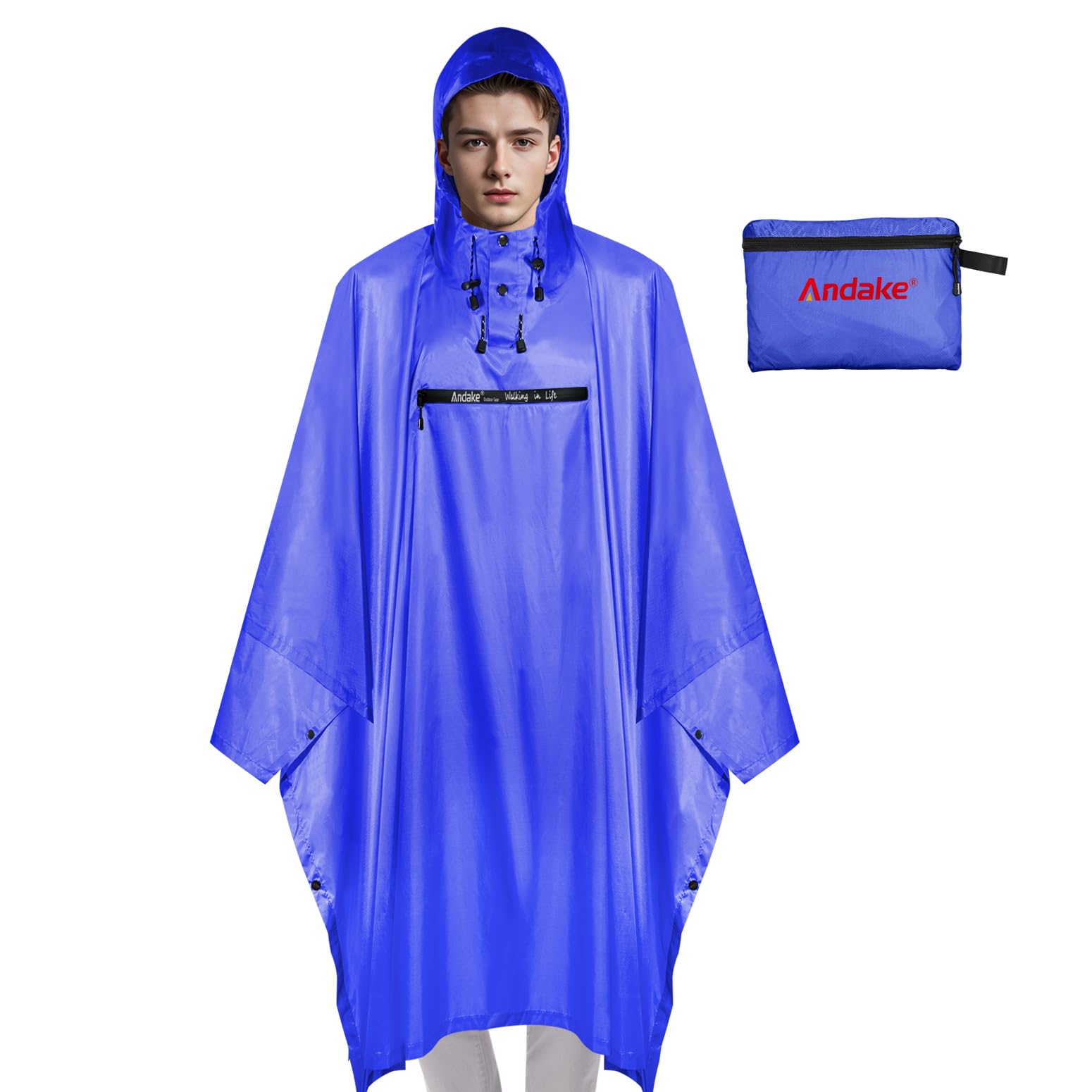 

Сверхвысокая плотность, Прочный, Подходит для дождя, Для улицы, Складной, Чехол для хранения в комплекте [Andake] Дождевик, Легкий, Водонепроницаемый, Ветрозащитный, Дождевая одежда, синий