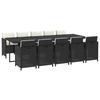 Vidaxl 11-Cz. Garden Furniture Set With Cushions, Poly Rattan, Black