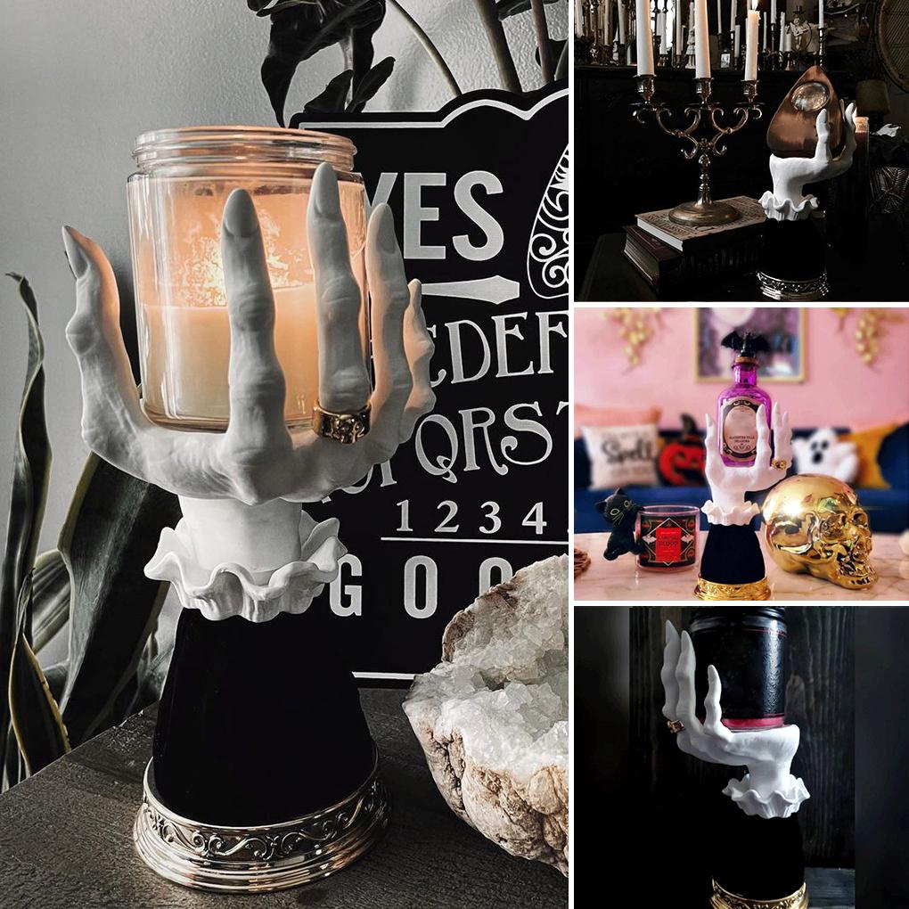 Candlestick Halloween Hand Palm Shaped Candle Holder Stand Table Decoration for Haunted House