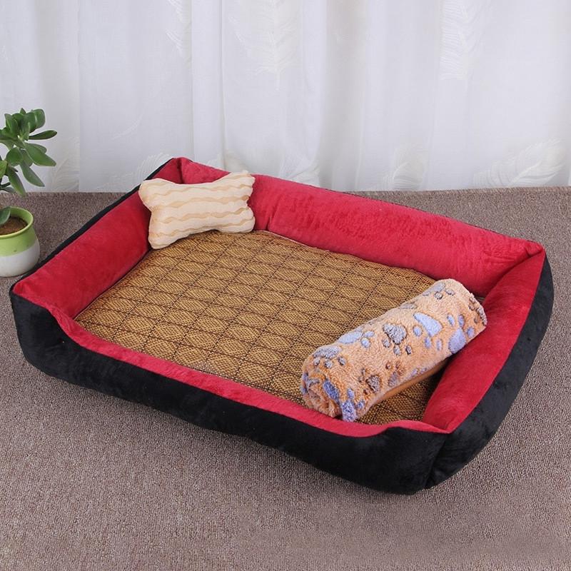 Dog Basket Cushion Cat Mats, with Rattan and Blanket Size S, 60 × 45 ×