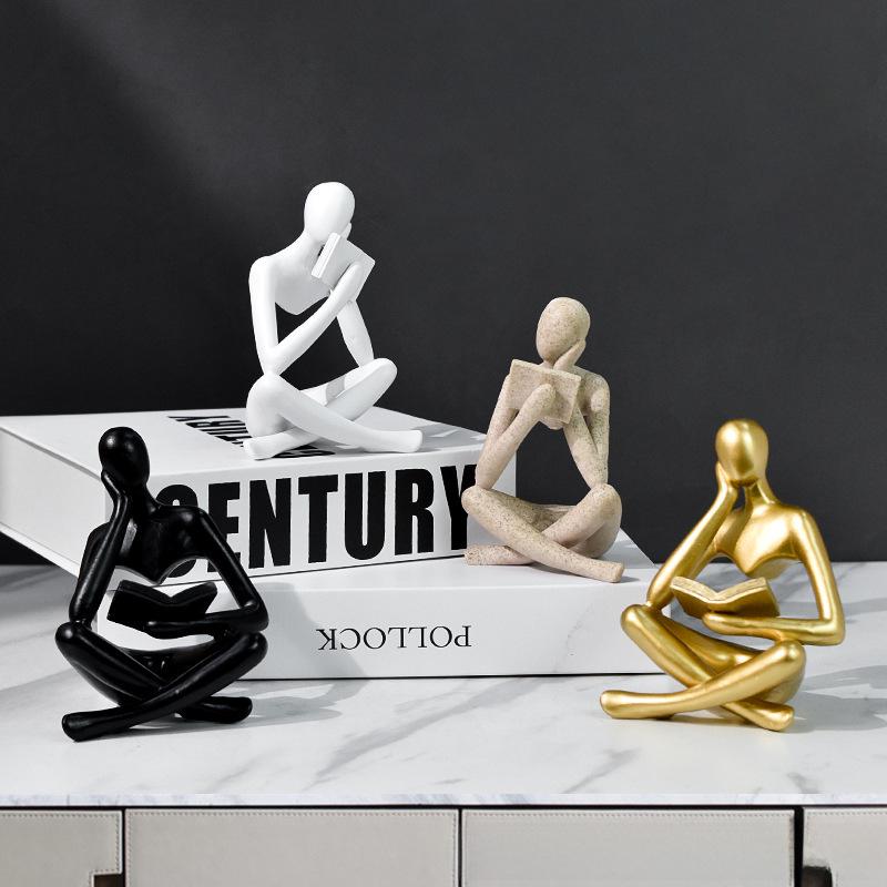 Abstract Resin Thinker Ornament for Living Room & Study Decor