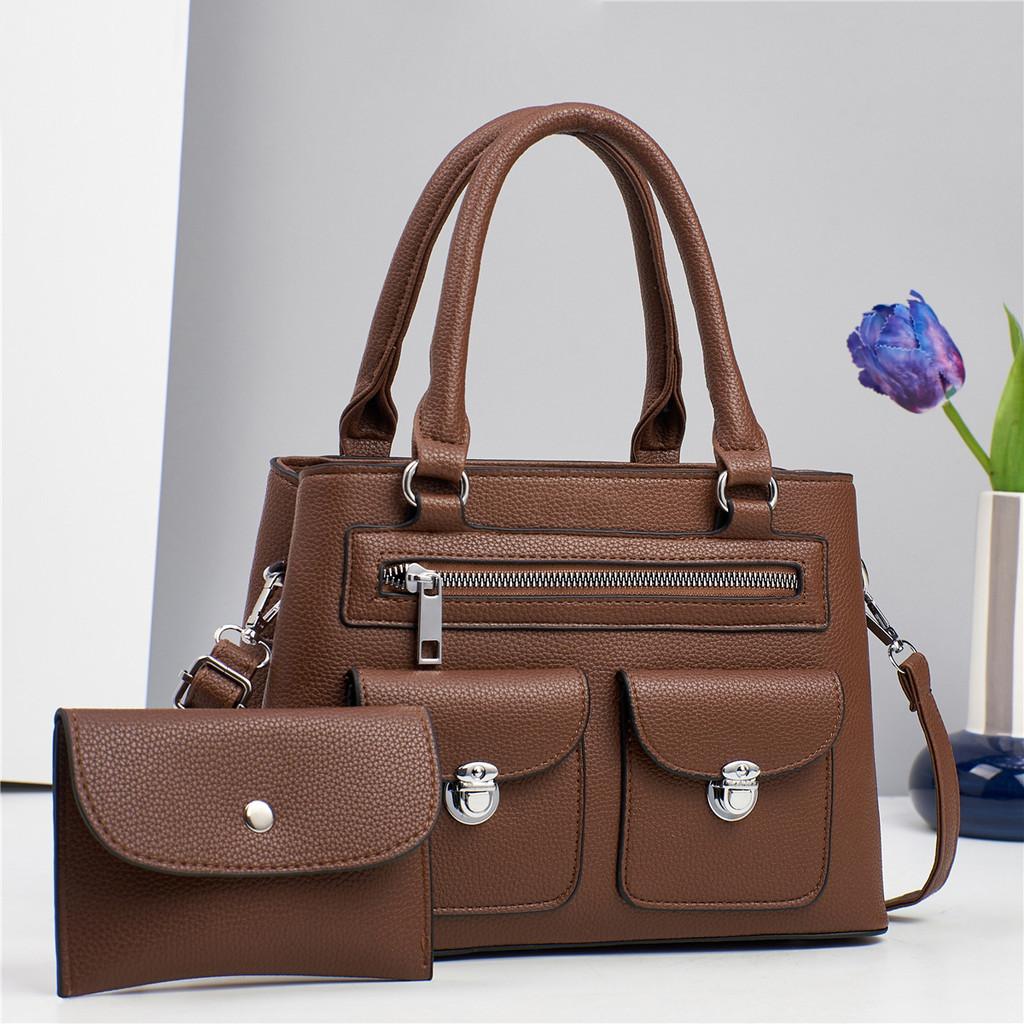 Simple Style Large Capacity Pu Tote Bag With Inner Pockets For Women